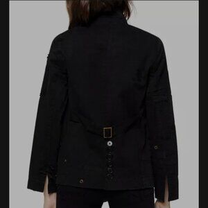 Zadig & Voltaire Vladimir Grunge Cotton Military Jacket - Black - Size Small